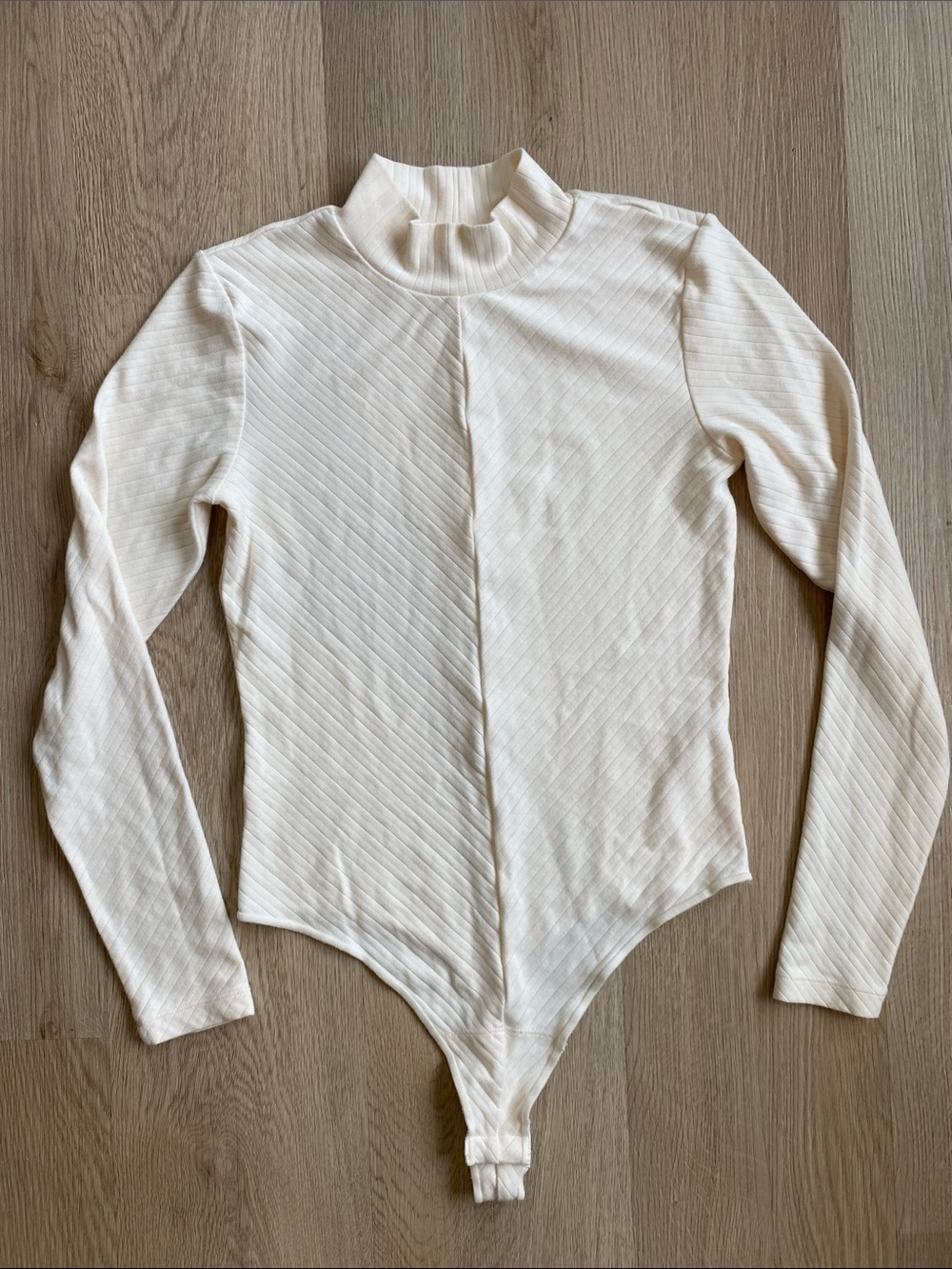 Knix Ribbed Mock Neck Long Sleeve Bodysuit Ivory Cream M - Picture 2 of 11